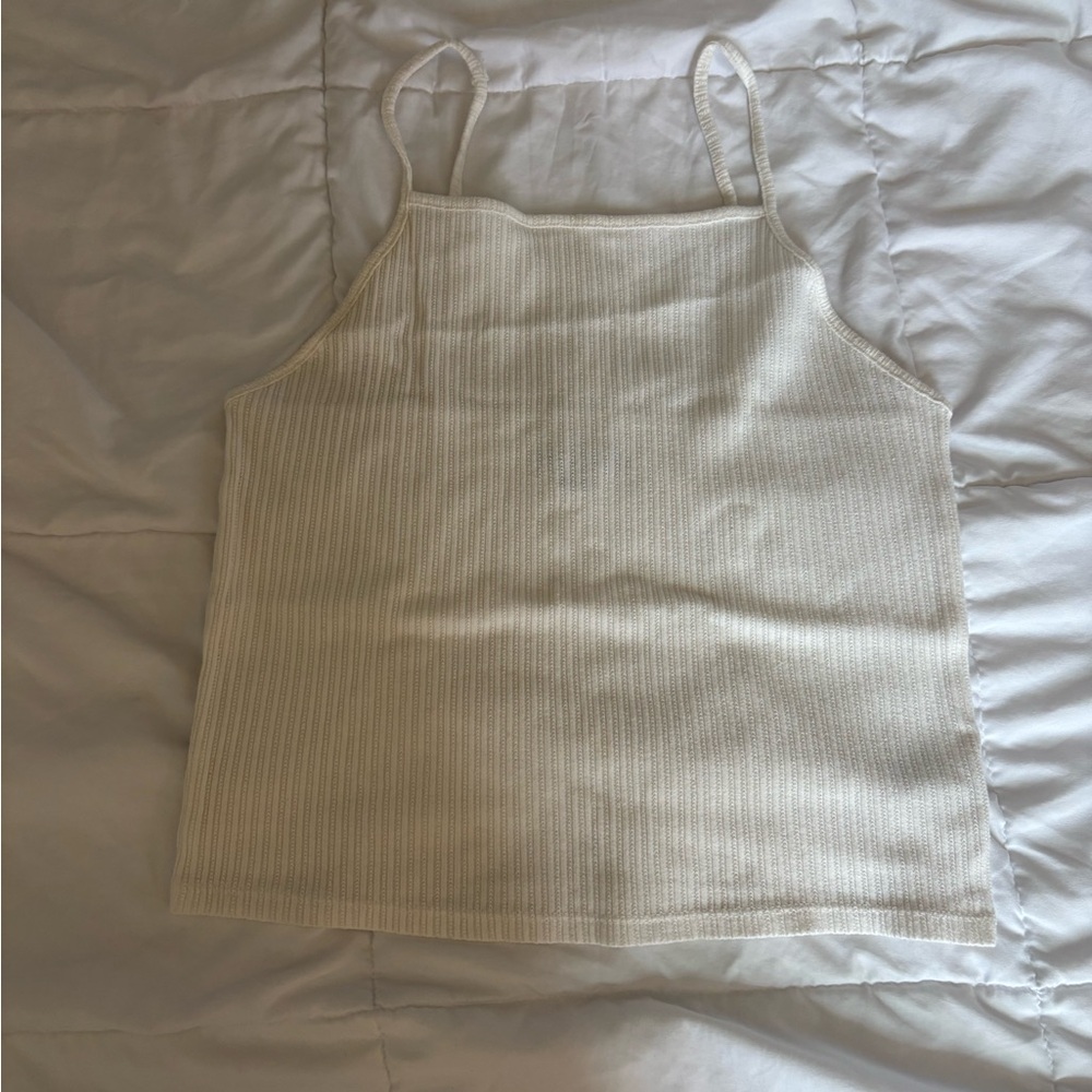 American Eagle Off-White Ribbed Tank